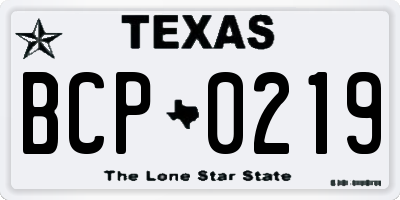 TX license plate BCP0219