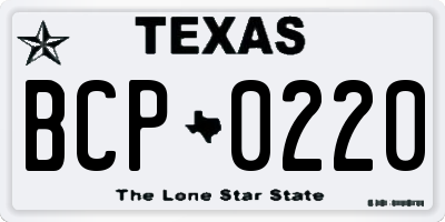 TX license plate BCP0220