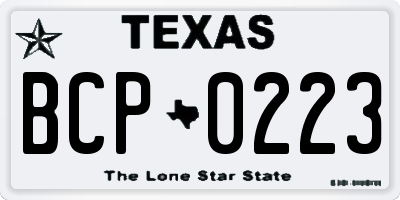 TX license plate BCP0223