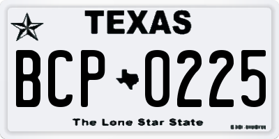 TX license plate BCP0225