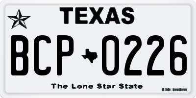 TX license plate BCP0226