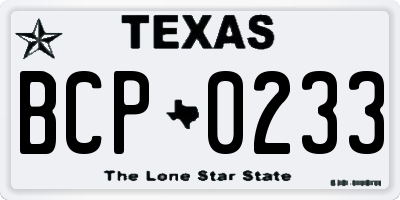 TX license plate BCP0233