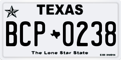 TX license plate BCP0238