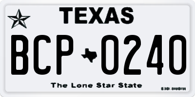 TX license plate BCP0240