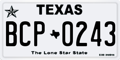 TX license plate BCP0243
