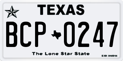 TX license plate BCP0247