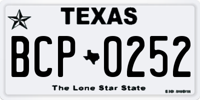 TX license plate BCP0252