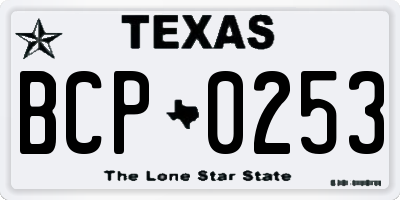 TX license plate BCP0253