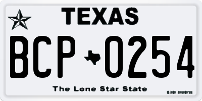 TX license plate BCP0254