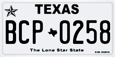 TX license plate BCP0258