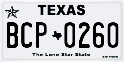 TX license plate BCP0260