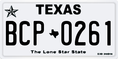 TX license plate BCP0261