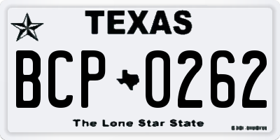 TX license plate BCP0262