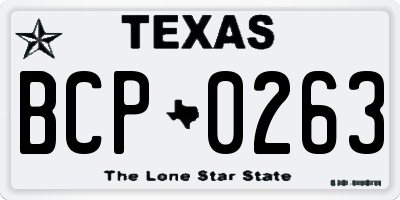 TX license plate BCP0263
