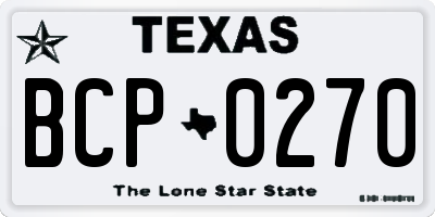 TX license plate BCP0270
