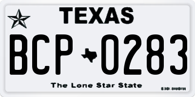 TX license plate BCP0283