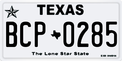 TX license plate BCP0285