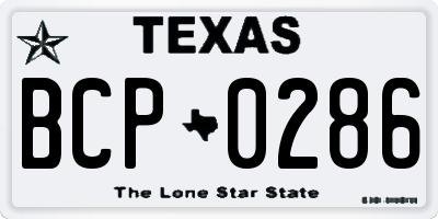 TX license plate BCP0286