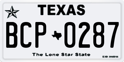 TX license plate BCP0287