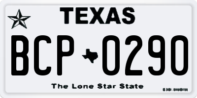 TX license plate BCP0290