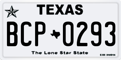 TX license plate BCP0293