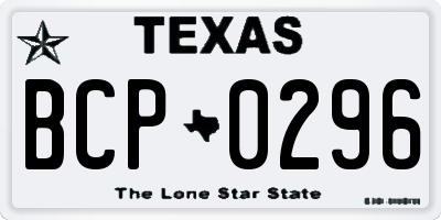 TX license plate BCP0296
