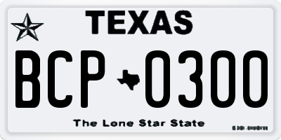 TX license plate BCP0300