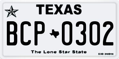 TX license plate BCP0302