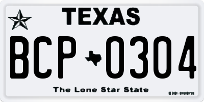 TX license plate BCP0304