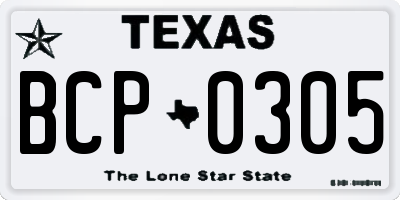 TX license plate BCP0305