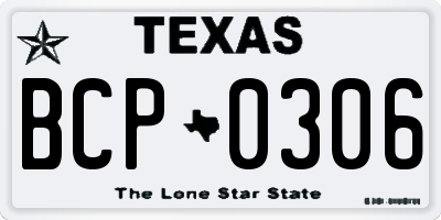 TX license plate BCP0306