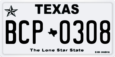 TX license plate BCP0308