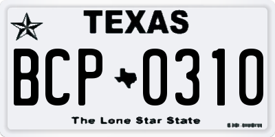 TX license plate BCP0310