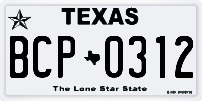 TX license plate BCP0312