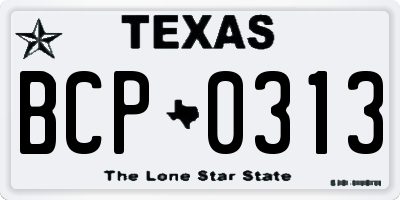 TX license plate BCP0313