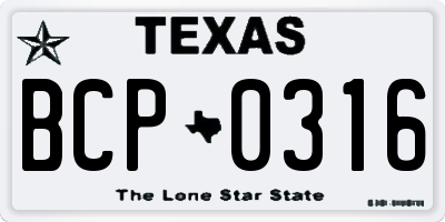 TX license plate BCP0316