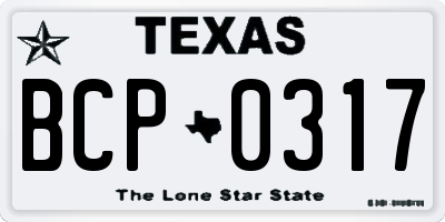 TX license plate BCP0317