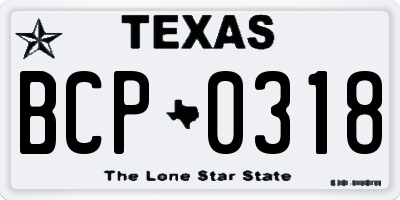 TX license plate BCP0318