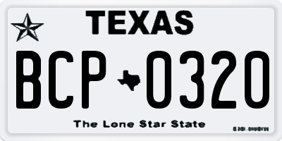 TX license plate BCP0320
