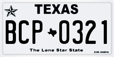 TX license plate BCP0321
