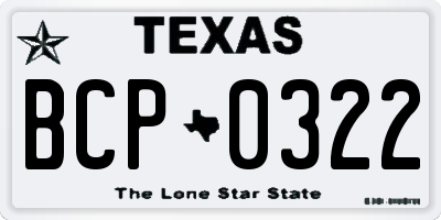 TX license plate BCP0322