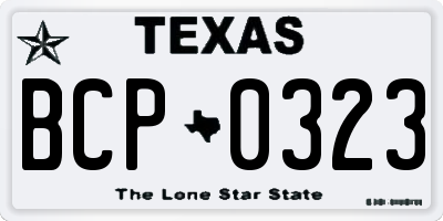 TX license plate BCP0323