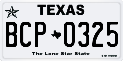 TX license plate BCP0325