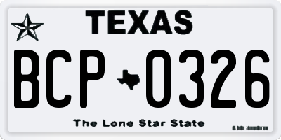 TX license plate BCP0326