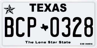 TX license plate BCP0328