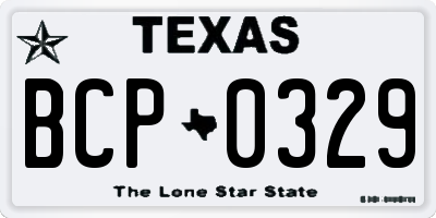 TX license plate BCP0329