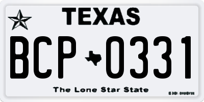 TX license plate BCP0331