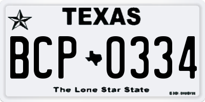 TX license plate BCP0334