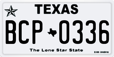 TX license plate BCP0336