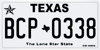 TX license plate BCP0338